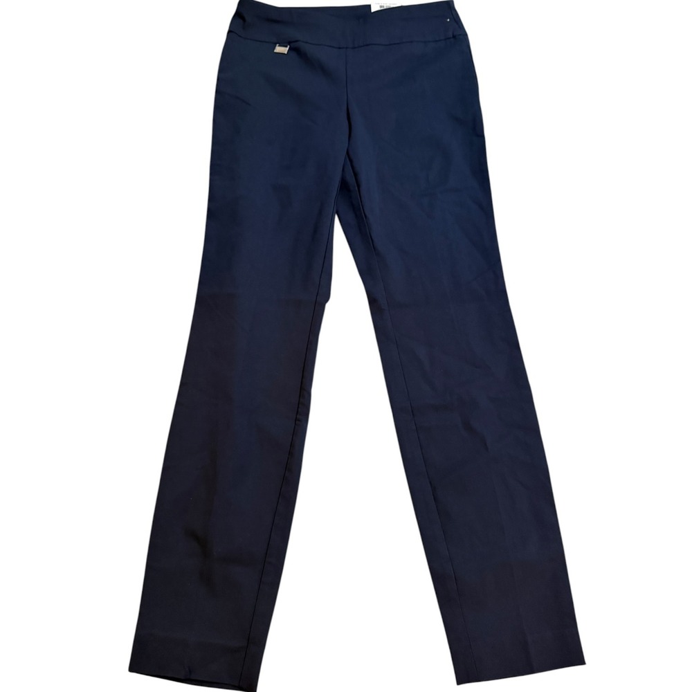 NWT Alfani Women Navy Blue Tummy Control Skinny Leg Pull On Dress Pants Size 4